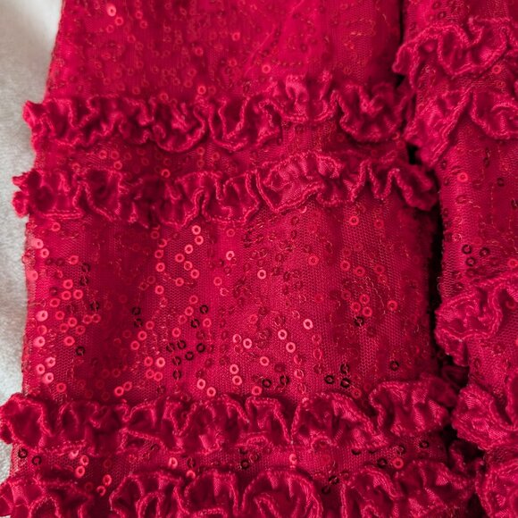 Red sparkly sequin ruffle dress - Picture 8 of 8